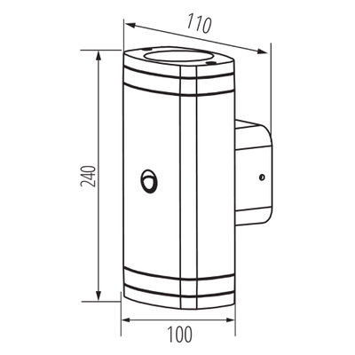 Vägglampa Zevi 2xGU10 Sensor med ljusfönster IP54 Antracit