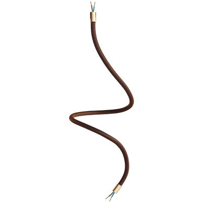 Flexibel textilkabel Whisky Svart med avslut i borstad brons, 90cm | Creative Cables