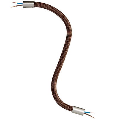 Flexibel textilkabel Whisky Svart med avslut i borstad titan, 30cm | Creative Cables