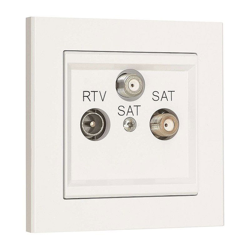 Malmbergs Optima Antennuttag utan genomgång TV/2xSat Vit Malmbergs Optima Antennuttag utan genomgång TV/2xSat Vit