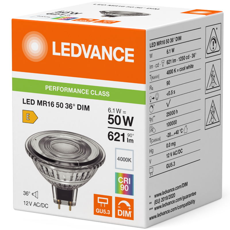 Ledvance Dimbar Spot LED MR16 6,1W 621lm GU5,3 4000K