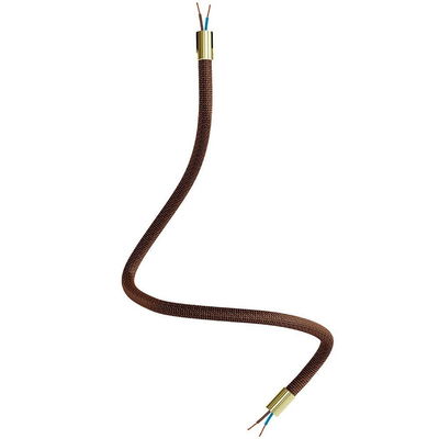 Flexibel textilkabel Whisky Svart med avslut i borstad brons, 60cm | Creative Cables