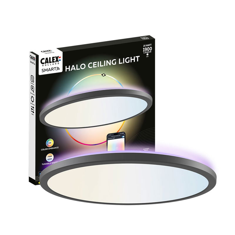 Smart Taklampa Halo 22W RGB + 2700-6500K 30cm Svart