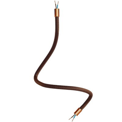 Flexibel textilkabel Whisky Svart med avslut i borstad koppar, 60cm | Creative Cables