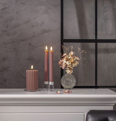 Antikljus Flamme Stripe Rosa