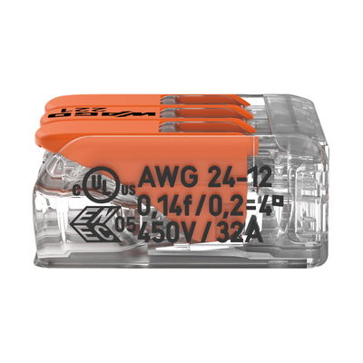 Wago 221-413 3-Pol Kopplingsklämma 4 mm²