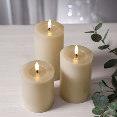 Blockljus Flamme Flow Beige 15cm