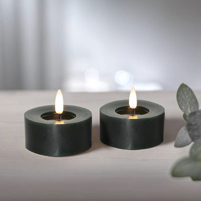 Värmeljus Flamme Flow Grön 2-pack Timer