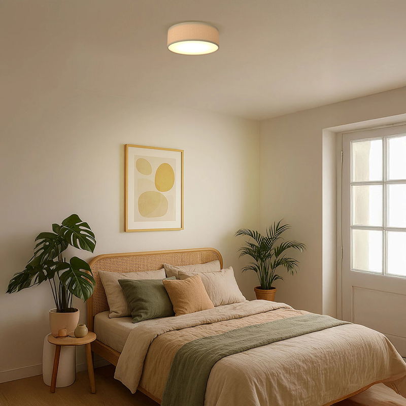 Plafond i tyg Taupe 30cm E27 Beige