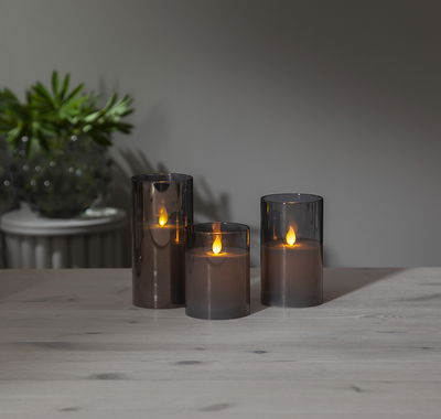 Blockljus M-Twinkle Rök 12,5cm