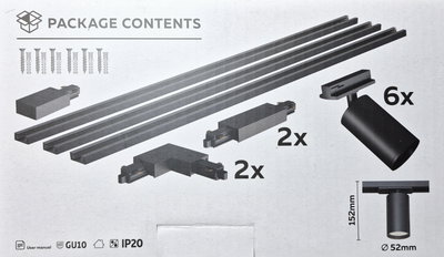 Spotlight på skena 6x GU10 Svart 3-meter