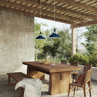 Lampskärm Harbour i emaljerad metall med E27 fattning, diameter 38cm Petrol