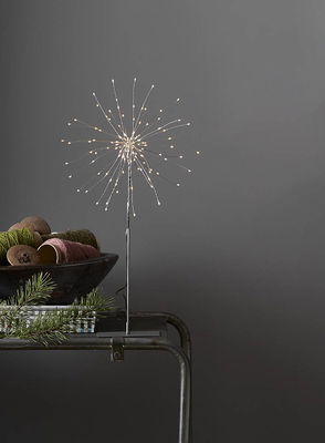 Dekoration på fot Firework Silver 50cm