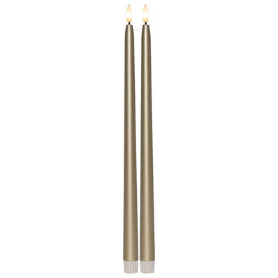 Antikljus Flamme Metall Guld 39cm