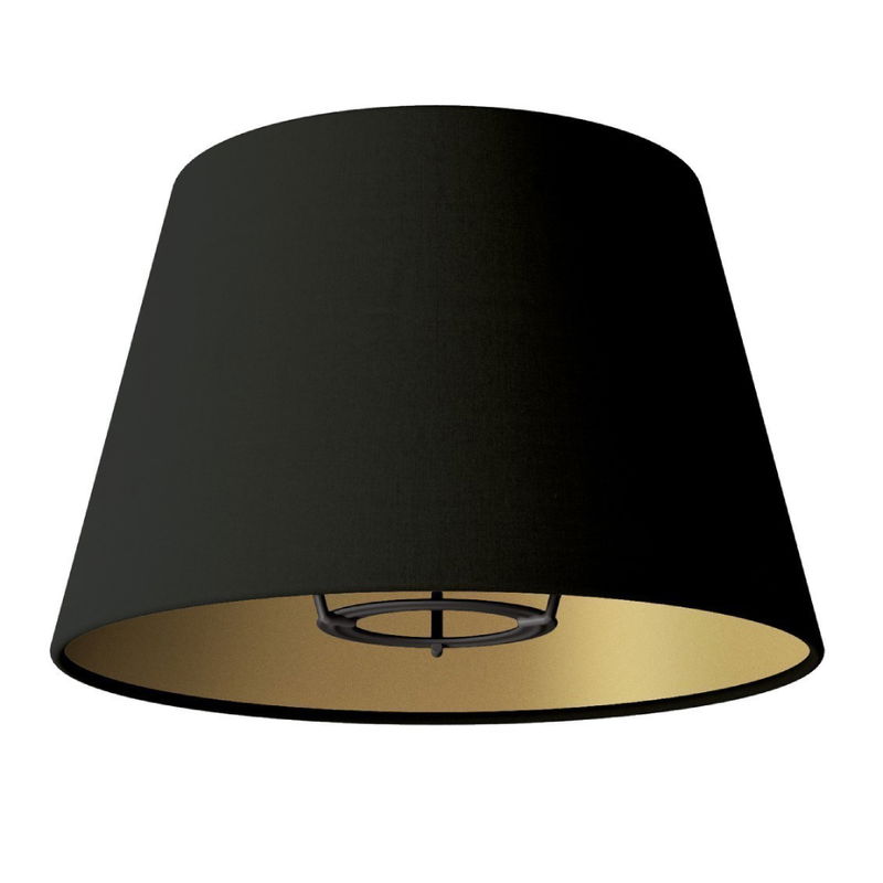 Lampskärm S 20cm Svart cinette med guld för bord & vägglampa
