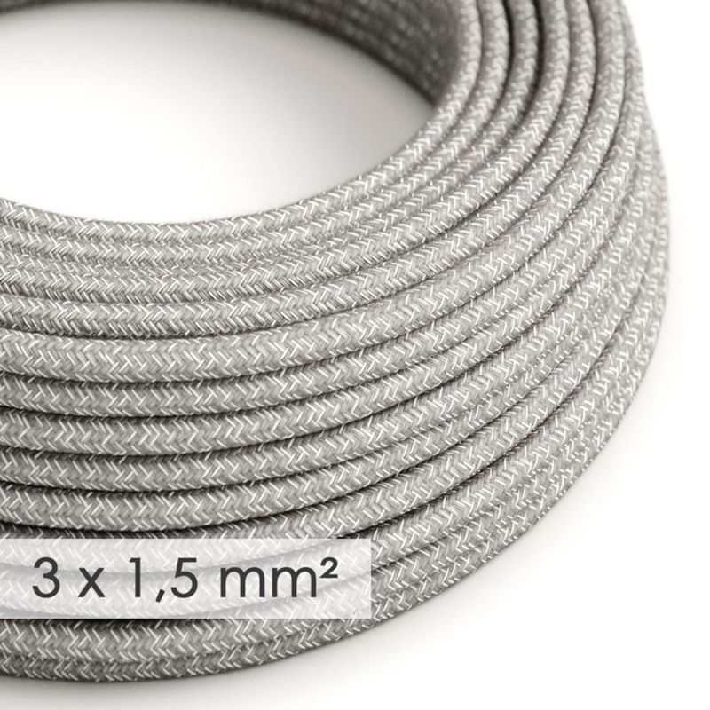 Textilkabel Linne Ljusgrå 3x1,5 mm² Textilkabel Linne Ljusgrå 3x1,5 mm² | Creative Cables