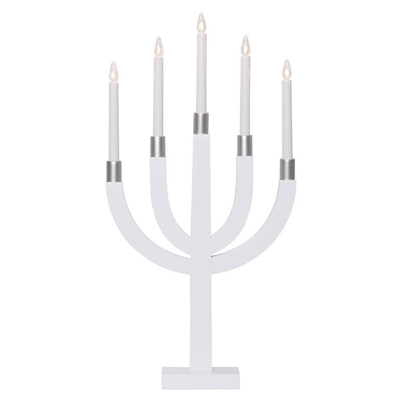 Ljusstake Elias 5-ljus Vit/Silver Ljusstake Elias 5-ljus Vit/Silver