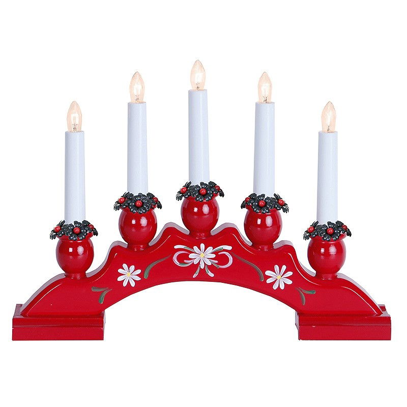 Ljusstake Sanna Bow 5-ljus Röd Ljusstake Sanna Bow 5-ljus Röd