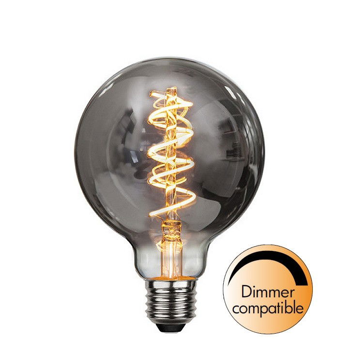 Dimbar Globlampa Ø95 Spiral Smoke LED 4,0W 90lm E27 Dimbar Globlampa Ø95 Spiral Smoke LED 4,0W 90lm E27