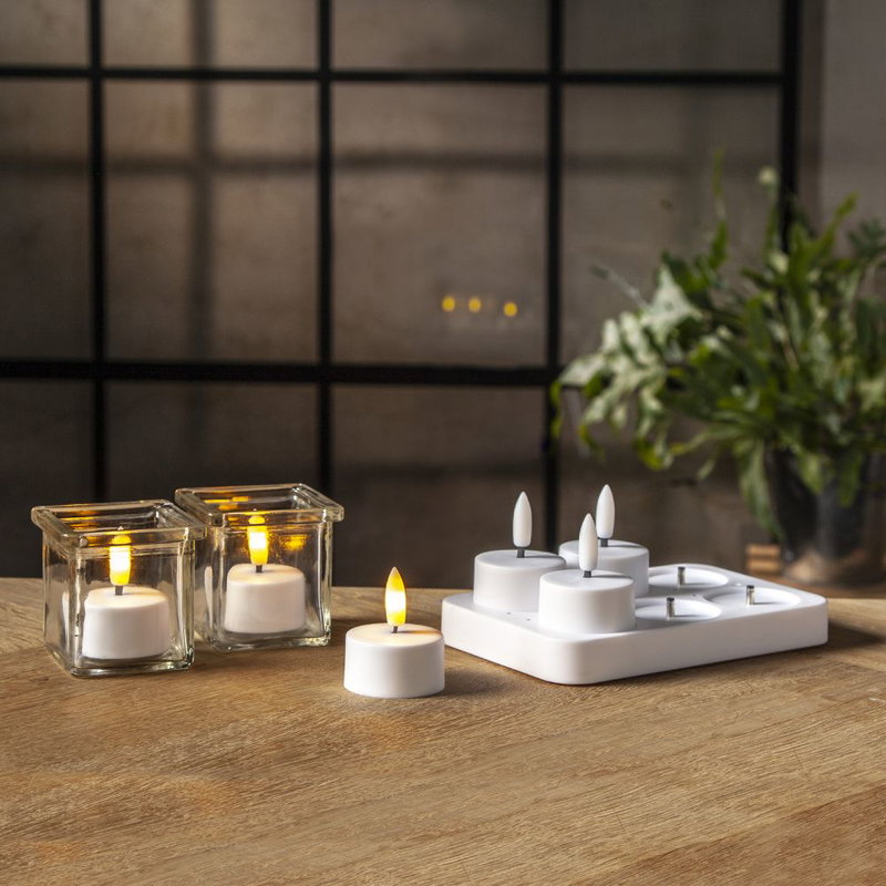 LED Värmeljus 6-Pack Flamme Charge med timer