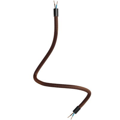 Flexibel textilkabel Whisky Svart med svarta avslut, 60cm | Creative Cables