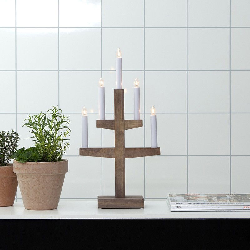 Ljusstake Trapp 5-ljus Brun