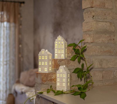 Inomhusdekoration Vinter Vitt Hus 3st