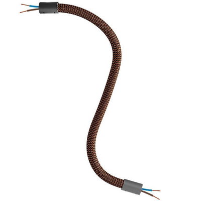 Flexibel textilkabel Whisky Svart med svarta avslut, 30cm | Creative Cables