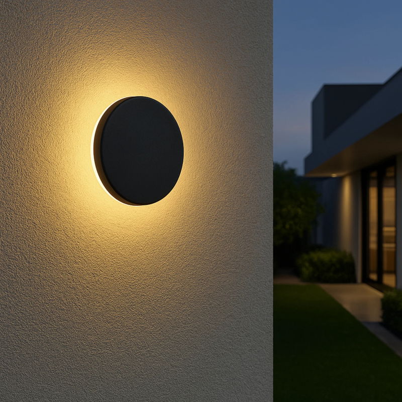 Batteridriven Vägglampa Rund utomhus 20cm inkl. fjärrkontroll