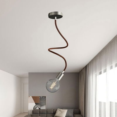 Flexibel textilkabel Whisky Svart med avslut i borstad titan, 90cm | Creative Cables