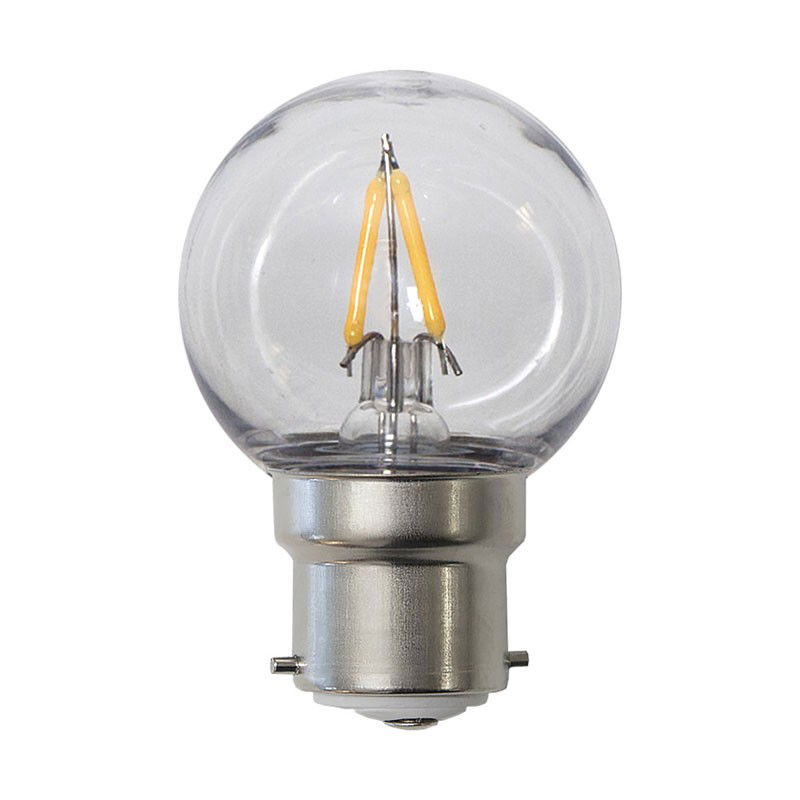 Klotlampa Filament Soft Glow LED 1,0W 70lm B22 Polykarbonat 2200K Klotlampa Filament Soft Glow LED 1,0W 70lm B22 Polykarbonat 2200K