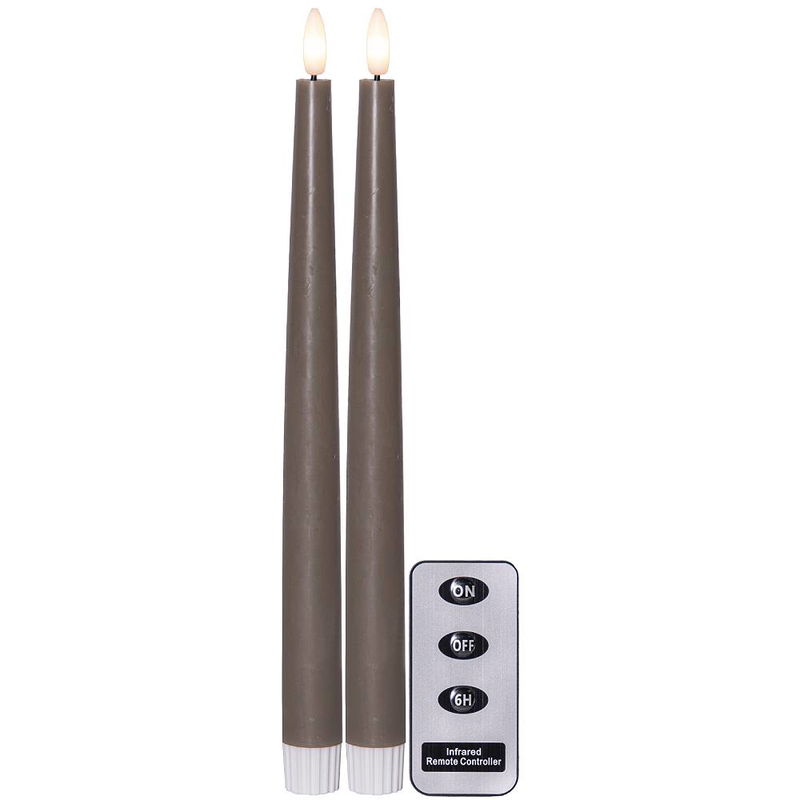 Antikljus Flamme Slim Grå 28cm 2-pack