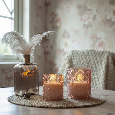 Blockljus Flamme Romb 12.5cm Rosa