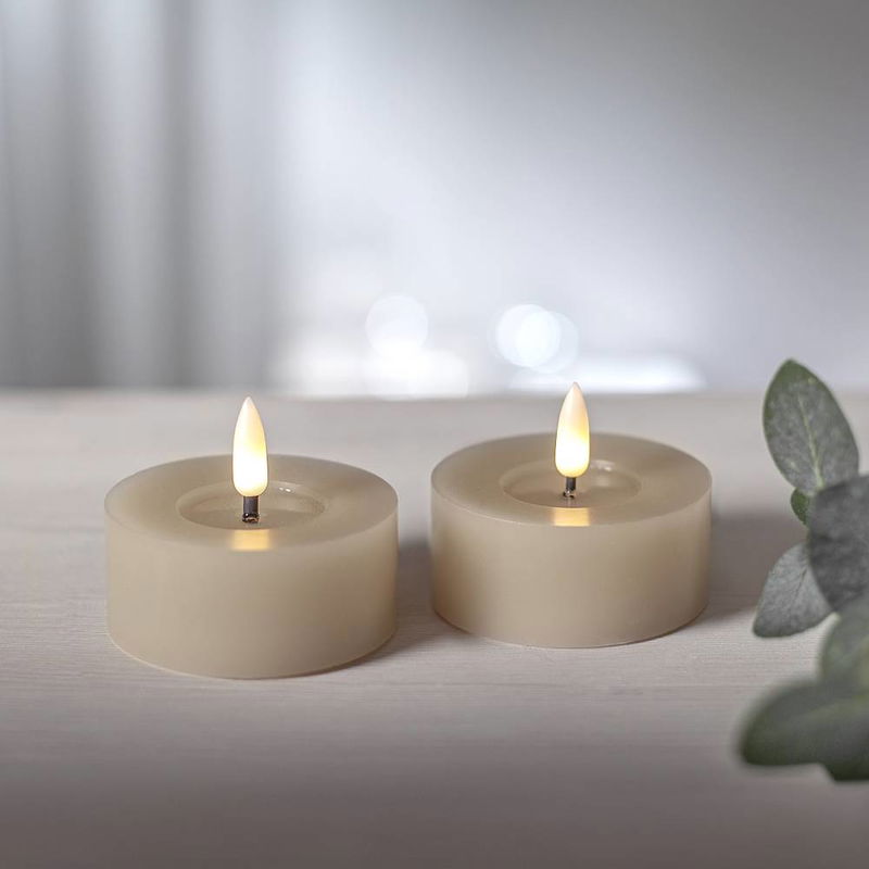 Värmeljus Flamme Flow Beige 2-pack Timer 060-08_M2