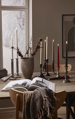 Antikljus Flamme Slim Grå 28cm 2-pack