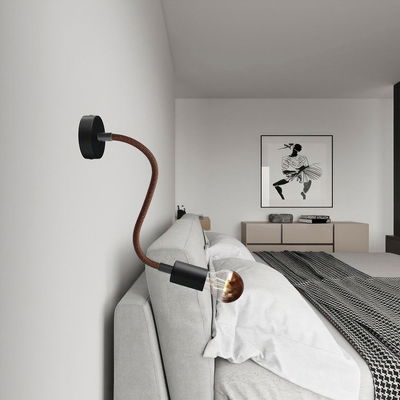 Flexibel textilkabel Whisky Svart med svarta avslut, 30cm | Creative Cables
