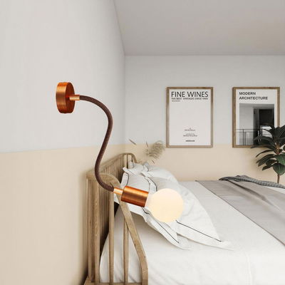 Flexibel textilkabel Whisky Svart med avslut i borstad koppar, 30cm | Creative Cables