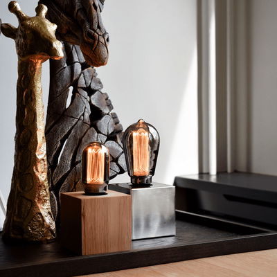 Lampfot Kub E27 8,5cm Trä