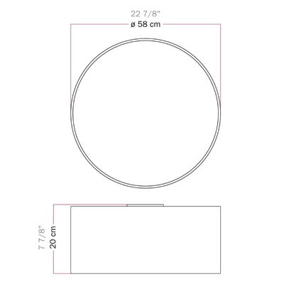 Plafond Takarmatur i tyg Large 4xE27 Camelot Grå 58 cm