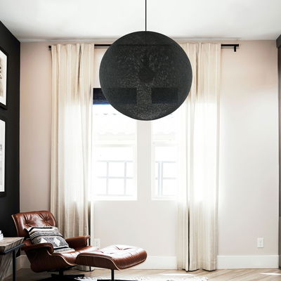 Lampskärm Väv Polyester Svart XXL 67cm OUTLET