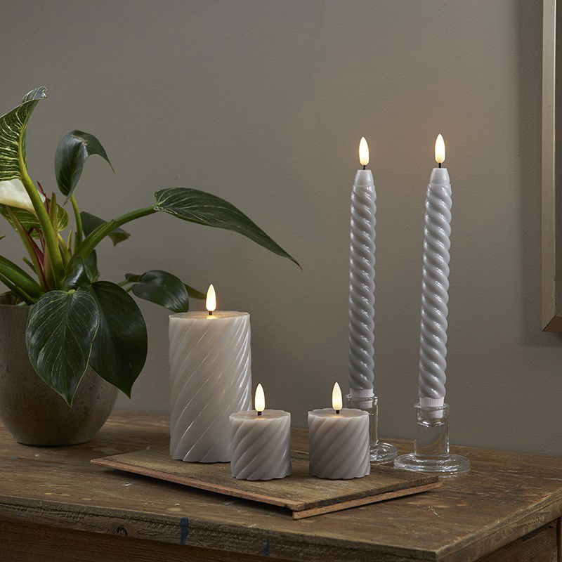 Antikljus Flamme Swirl 2-Pack Grå Antikljus Flamme Swirl 2-Pack Grå
