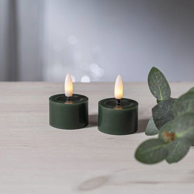 Värmeljus Flamme Flow Grön 2-pack Timer
