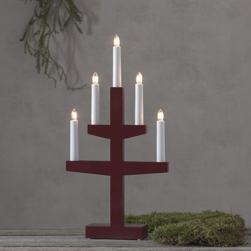 Ljusstake Trapp 5-ljus Röd