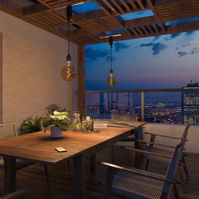 Hängande Glob 125mm Amber Batteri & Fjärrkontroll