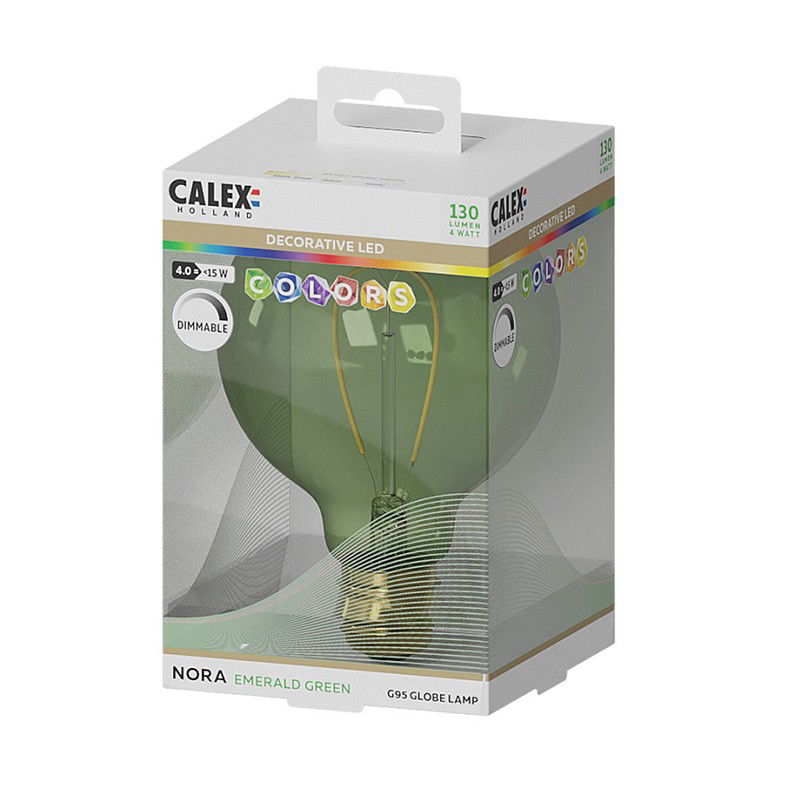 Dimbar Dekorationslampa Nora G95 Grön LED 4W 130lm E27 Dimbar Dekorationslampa Nora G95 Grön LED 4W 130lm E27