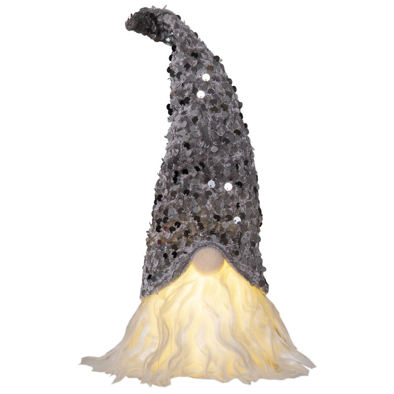 Juldekoration Joylight Tomte med Silverpaljetter 32cm Batteri Juldekoration Joylight Tomte med Silverpaljetter 32cm Batteri