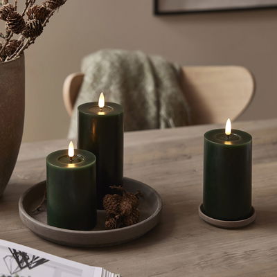 Blockljus Flamme Flow Grön 12,5cm