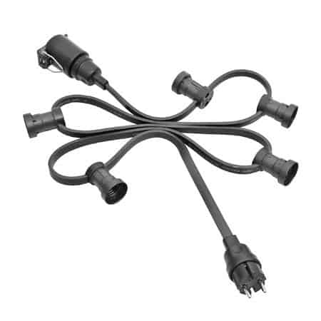 Ljusslinga Flatkabel E27 Svart Standard c/c 100cm 20m med Skarvkontakt (hona)