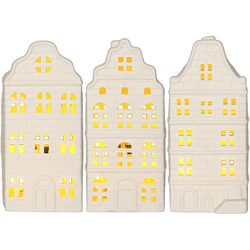 Inomhusdekoration Vinter Vitt Hus 3st