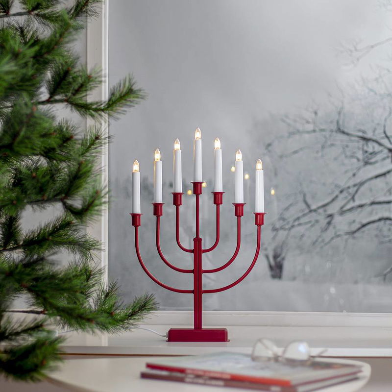 Ljusstake Kristina Röd 7-ljus